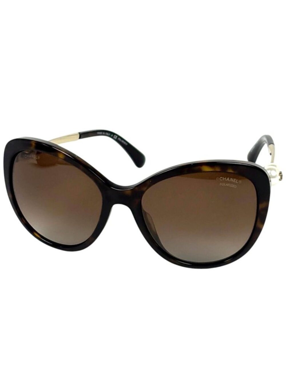 Chanel Sunglasses CC Logo Acetate Faux Pearl Brown Eyewear